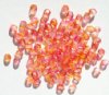 100 4mm Faceted Crystal, Cherry, & Orange Firepolish Beads